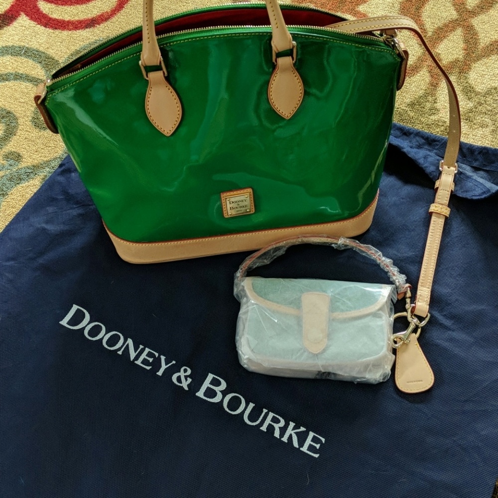 Dooney & Bourke green satchel bag and wristlet